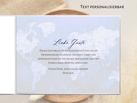 Gästebuch Weltkarte Blau