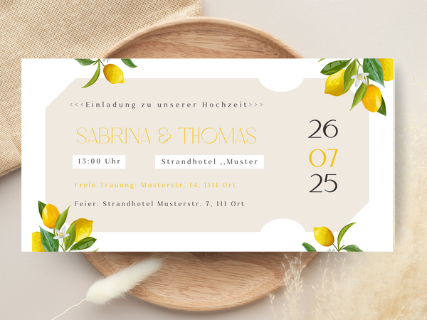 Einladungskarte ,,Zitrone,,