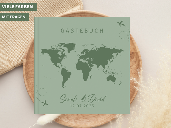 Gästebuch Weltkarte Grün