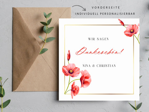 Dankeskarte ,,Mohnblumen,,
