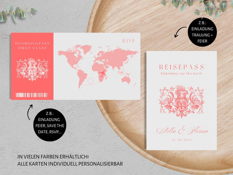 Hochzeitseinladungen im Reisethema